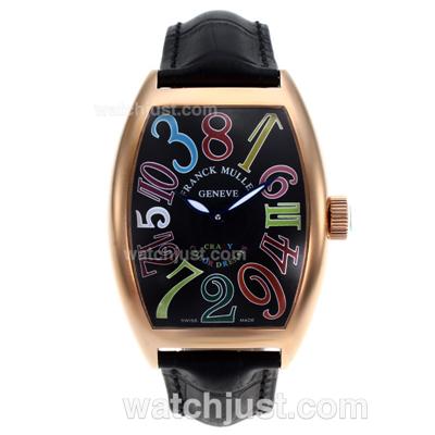 Frank Muller Crazy Color Dreams Automatic Rose gold case with Leather Strap-Jumbo Version