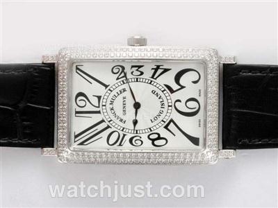 Franck Muller Long Island Automatic Diamond Bezel with White Dial