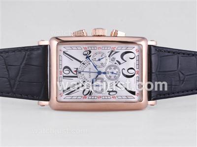 Franck Muller Long Island Working Chronograph Rose Gold Case with White Dial