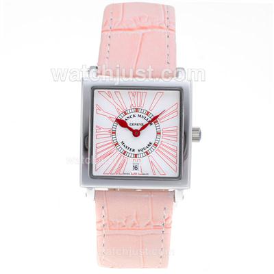 Franck Muller Master Square Pink Roman Markers with White Dial-Mid Size