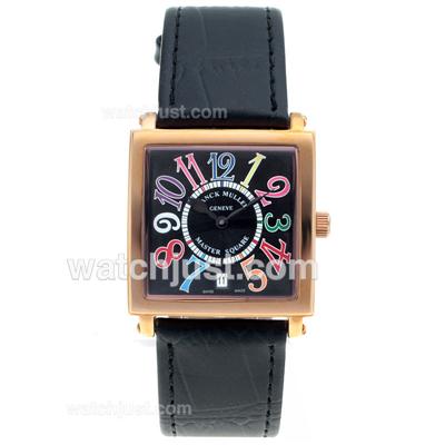 Franck Muller Master Square Rose Gold Colorfull Number Markers with Black Dial-Mid Size