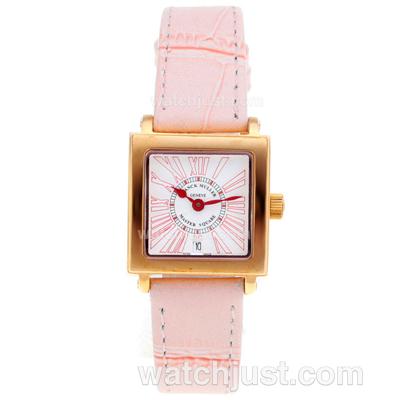 Franck Muller Master Square Rose Gold Colorfull Number Markers with White Dial-Lady Size