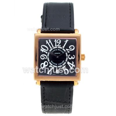 Franck Muller Master Square Rose Gold White Number Markers with Black Dial-Mid Size