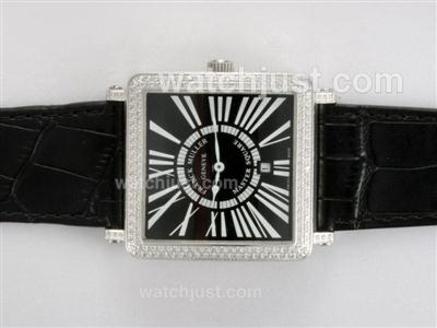 Franck Muller Master Square Swiss ETA Movement Diamond Bezel with Black Dial and Strap