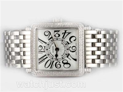 Franck Muller Master Square Swiss ETA Movement With Diamond Bezel / White Dial-Number Marking