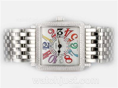 Franck Muller Master Square Swiss ETA Movement With Diamond Bezel-Colorful Number Marking