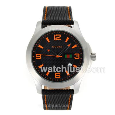 Gucci G-Timeless Collection Automatic Orange Markers with Black Dial-18K Plated Gold Movement
