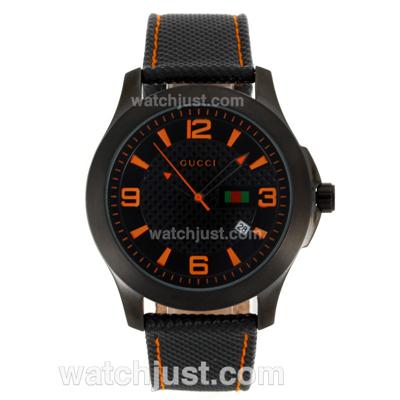 Gucci G-Timeless Collection Automatic PVD Case Orange Markers with Black Dial-18K Plated Gold Movement