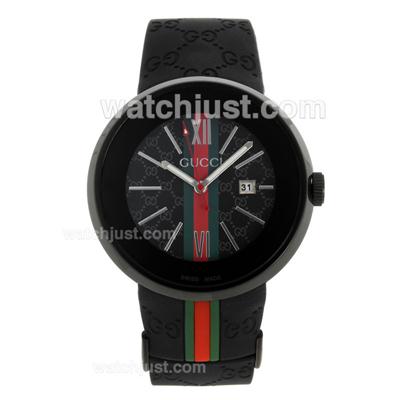 Gucci I-Gucci Collection PVD Case with Black Dial-Rubber Strap