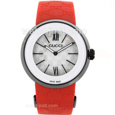Gucci I-Gucci Collection PVD Case with White Dial -Red Rubber Strap