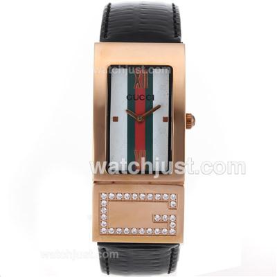 Gucci I-Gucci Collection Rose Gold Case with White Dial-Diamond G Detail