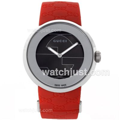 Gucci I-Gucci Collection with Black Dial and Red Rubber Strap