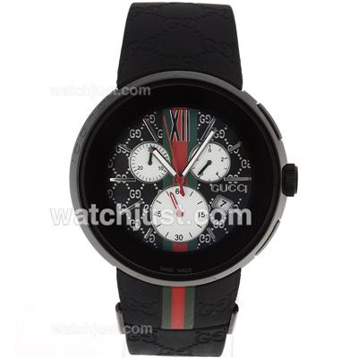 Gucci I-Gucci Collection Working Chronograph PVD Case with Black Dial-Rubber Strap
