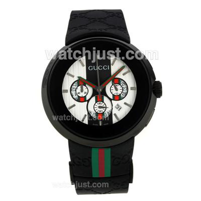 Gucci I-Gucci Collection Working Chronograph PVD Case with White Dial-Rubber Strap
