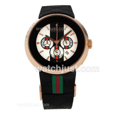 Gucci I-Gucci Collection Working Chronograph Rose Gold Case with White Dial-Rubber Strap