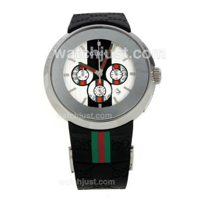 Gucci I-Gucci Collection Working Chronograph with White Dial-Rubber Strap