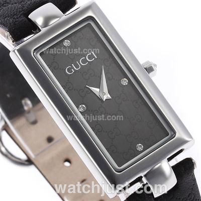 Gucci Tornabuoni Collection Diamond Markers with Black Dial-Lady Size