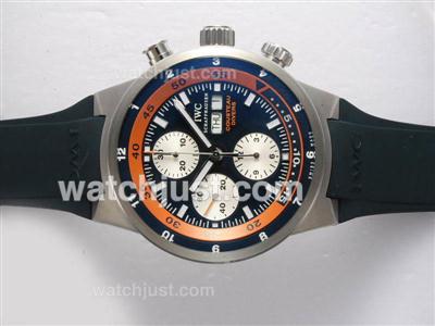 IWC Cousteau Divers Chronograph Swiss Valjoux 7750 Movement Blue Dial with AR Coating-Rubber Strap