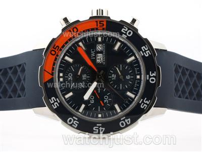 IWC Aquatimer Chronograph Swiss Valjoux 7750 Movement with Black/Red Bezel-Rubber Strap