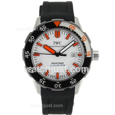 IWC Aquatimer Swiss ETA 2836 Movement Orange Markers with White Dial-Rubber Strap