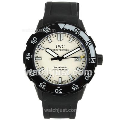 IWC Aquatimer Swiss ETA 2836 Movement PVD Case with White Dial-Rubber Strap