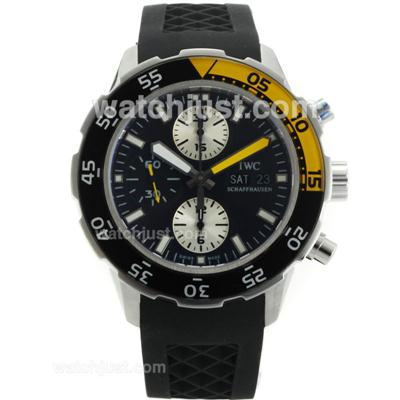 IWC Aquatimer Swiss Valjoux 7750 Movement with Yellow/Black Bezel-Rubber Strap