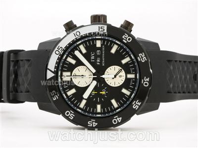 IWC Aquatimer Working Chronograph PVD Case with Black Dial-Rubber Strap