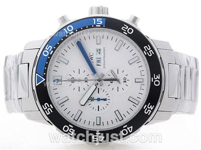 IWC Aquatimer Working Chronograph with White Dial-Blue/Black Bezel S/S