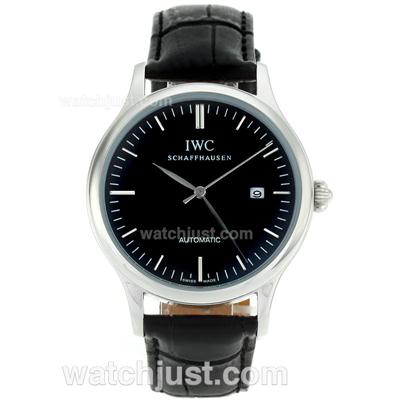 IWC Classic Automatic Stick Markers with Black Dial-18K Plated Gold Movement