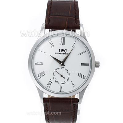 IWC Classic Manual Winding with White Dial-Leather Strap