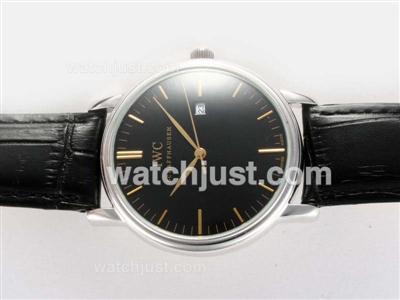 IWC Classic with Black Dial-Golden Marking
