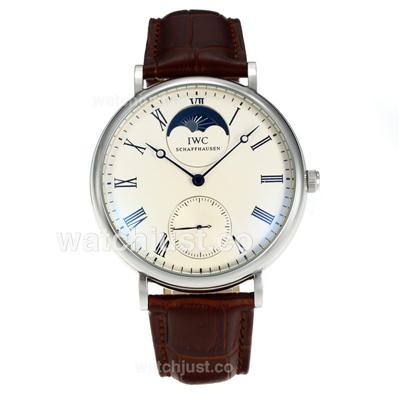 IWC Classics Moonphase White Dial With Custom Modified Unitas 6497 Manual Movement