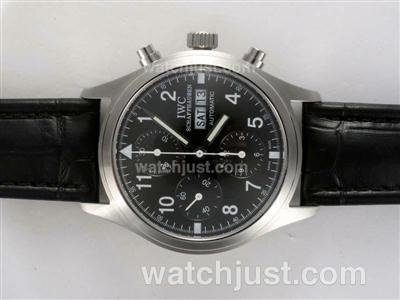 IWC Fliegeruhr Chronograph Swiss Valjoux 7750 Movement with Black Dial