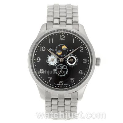 IWC Grade Complication Automatic Number Markers with Black Dial-S/S