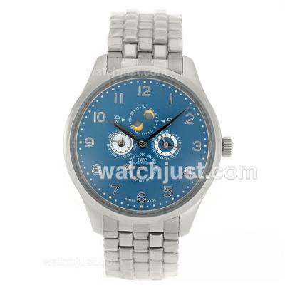 IWC Grade Complication Automatic Number Markers with Blue Dial-S/S