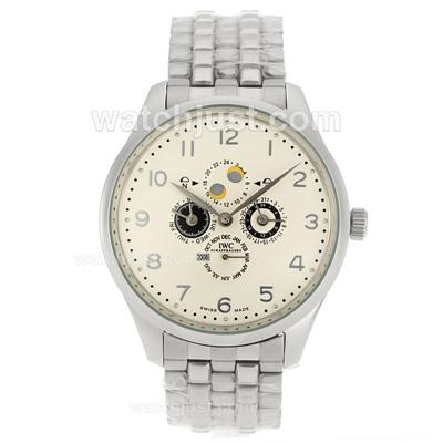 IWC Grade Complication Automatic Number Markers with White Dial-S/S