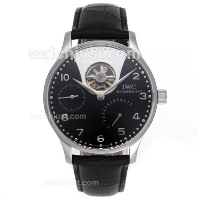 IWC Laureus Sport Tourbillon Working Power Reserve Automatic with Black Dial-Leather Strap