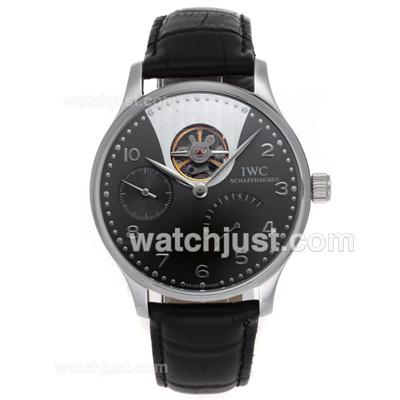 IWC Laureus Sport Tourbillon Working Power Reserve Automatic with Gray Dial-Leather Strap