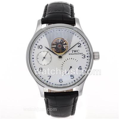 IWC Laureus Sport Tourbillon Working Power Reserve Automatic with White Dial-Leather Strap