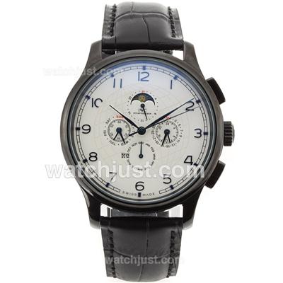 IWC Perpetual Calendar Automatic PVD Case with White Dial-Leather Strap