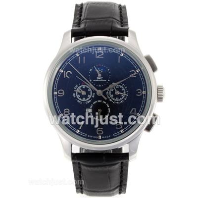 IWC Perpetual Calendar Automatic with Black Dial-Leather Strap