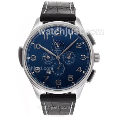 IWC Perpetual Calendar Automatic with Blue Dial-Leather Strap