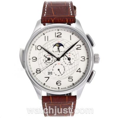 IWC Perpetual Calendar Automatic with White Dial-Leather Strap