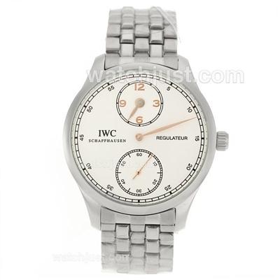 IWC Regulateur Manual Winding with White Dial S/S-Rose Gold Markers