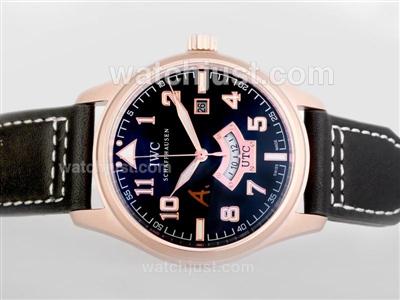 IWC Saint Exupery UTC Rose Gold Casing With Black Dial-Two Time Zone