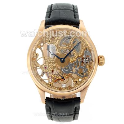 IWC Skeleton Unitas 6497 Movement with Rose Gold Case