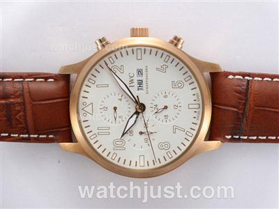 IWC Spitfire Automatic Rose Gold Case with White Dial