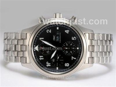 IWC Spitfire Double Chronograph Swiss Valjoux 7750 Movement with Black Dial