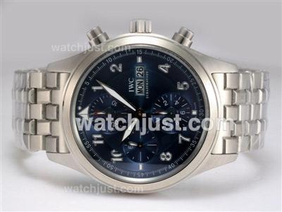 IWC Spitfire Double Chronograph Swiss Valjoux 7750 Movement with Blue Dial