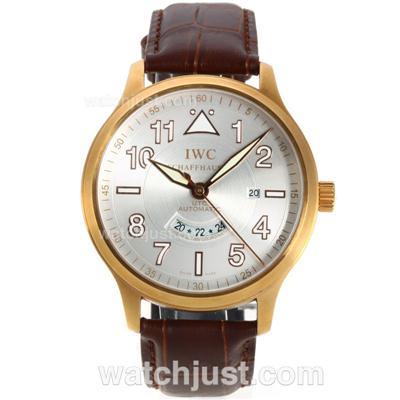 IWC Spitfire UTC Automatic Gold Case with White Dial